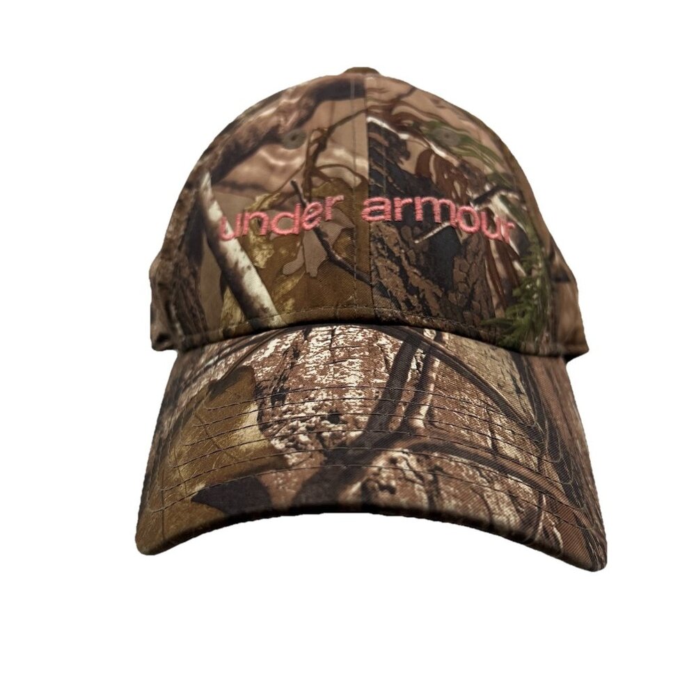 Under Armour Real Tree Camo Women's Hunting Strapback Hat Cap Spell Out Logo